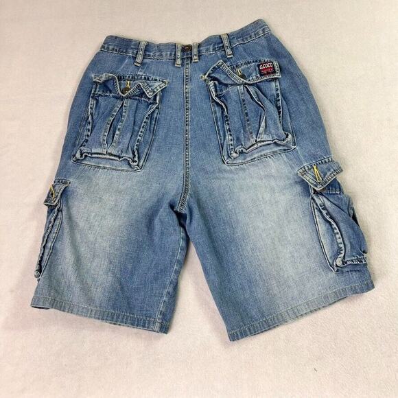 A.CO.CO Shorts Jean Mens 28 Cargo Pocket Denim Exposed Button Fly Vintage - Picture 8 of 9